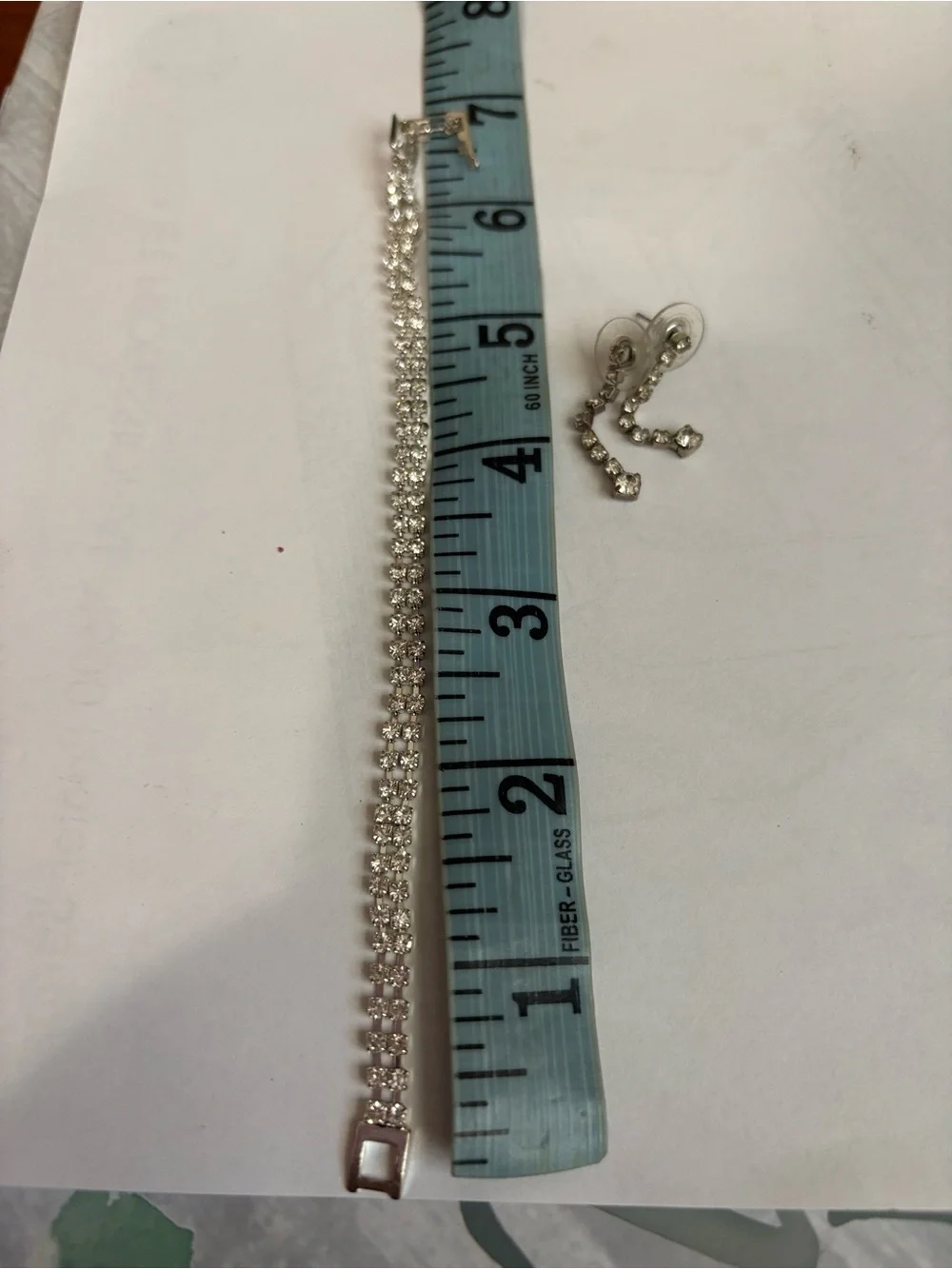 Silver-Tone Crystal Tennis Bracelet and Drop Earrings Set